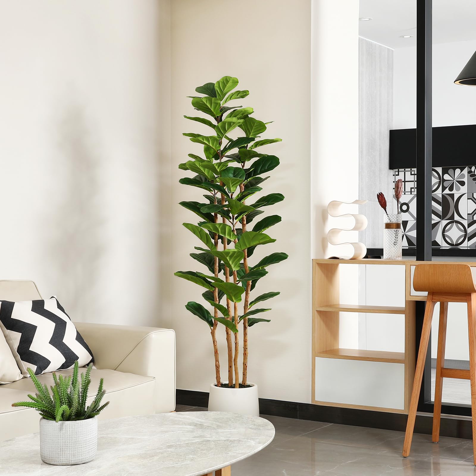 Kunstmatige vijgenboom met wit - Ficus Lyrata Tree recensie en prijs